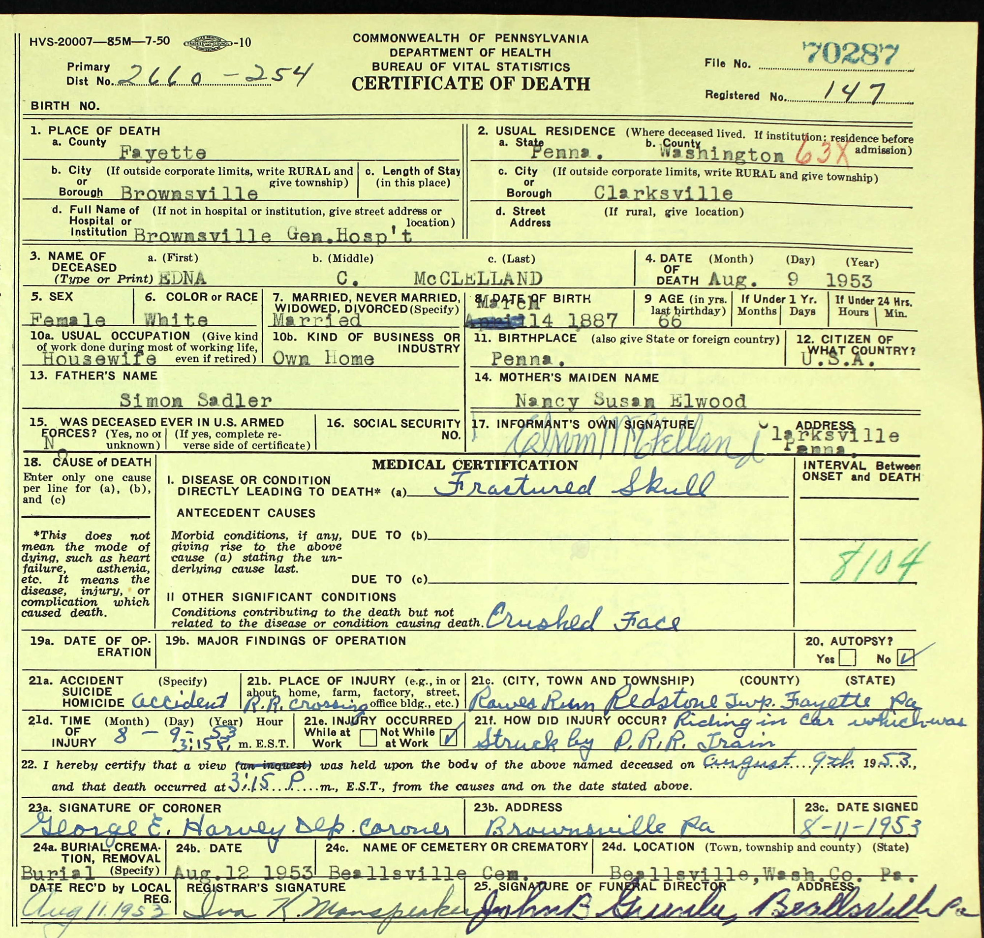 death certificate